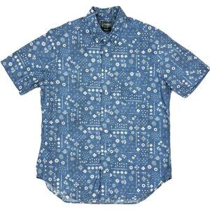 Gitman Bros Vintage Mens Shirt Size Large Blue Floral Hawaiian Button Down USA